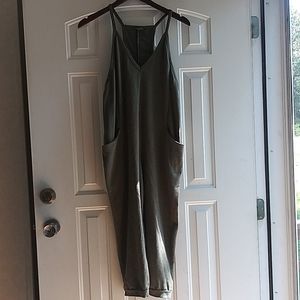 Olive green wild fable tank romper with pockets